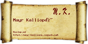 Mayr Kalliopé névjegykártya
